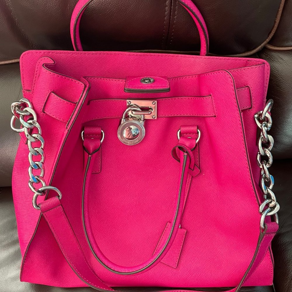 MK Hamilton Tote Michael Kors FUSCHIA Leather Bag